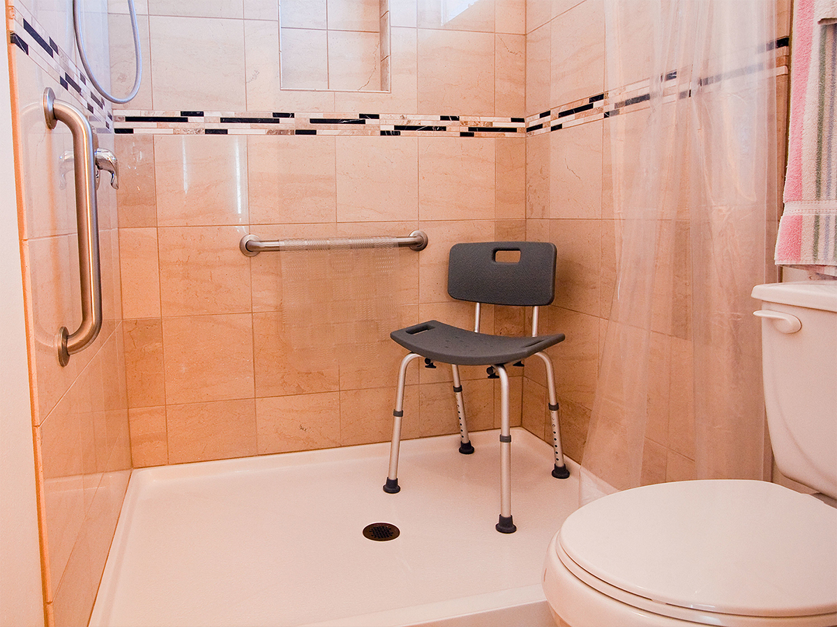 new accessible shower with stool
